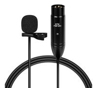 GEEKRIA Micrófono Lavalier XLR 48V, omnidireccional, reducción de Ruido HD, Compatible con Fifine SC3, MAONO G1 Neo, para videocámaras/grabadoras (Negro / 3 m)
