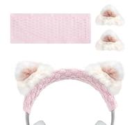 Geekria NOVA - Diadema de tela de punto y orejas de gato compatible con auriculares Bose QC35 II, ATH-M50x, Beats Studio Pro, Sony WH-1000XM6, piezas de repuesto (rosa)