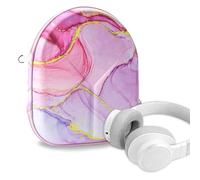 GEEKRIA NOVA - Funda para auriculares sobre la oreja, bolsa de transporte rígida de repuesto con almacenamiento de cable compatible con auriculares Soundcore, JBL, Bang&Olufsen, Sony (mármol rosa)