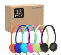 Geekria Pack de 12 Auriculares con Cable para Aula - Auriculares on-Ear Ajustables para niños en escuelas, bibliotecas y Laboratorio informático (Oval Earcups)