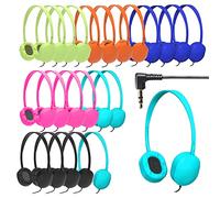 Geekria - Paquete de 24 Auriculares con Cable para el Aula, Ajustables para niños, Venta al por Mayor para escuelas, Estudiantes, bibliotecas, Laboratorios de informática, centros de Pruebas