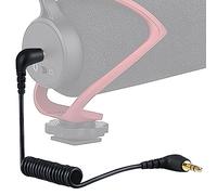 GEEKRIA para creadores Cable de micrófono TRS a TRS de 3,5 mm 1,6 ft (50 cm), compatible con Rode SC2 VideoMic GO II, VideoMicro, Wireless GO II, diseño de cable enrollado (negro)
