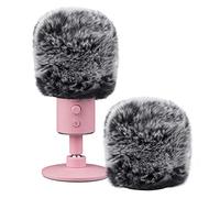 Geekria para Creadores, Protector Peludo para micrófono, Compatible con Razer Seiren V2 Pro, V2 X, Seiren X, Seiren Emote, Seiren Elite, Deadcat (para Podcast/Streaming) (Gris/Pack de 2)