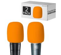 Geekria Parabrisas de espuma compatible con Shure MV7, BETA 57A, BETA 58A, PGA48-QTR, parabrisas antipop para micrófono, cubierta de viento para micrófono, filtro de espuma de esponja (naranja/2