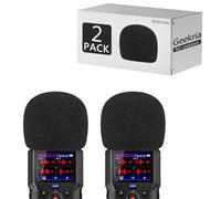 Geekria Parabrisas de espuma compatible con Zoom H4 Essential Handy Recorder, cubierta de viento para micrófono, filtro de espuma de esponja, grabadora digital portátil (negro, 2 unidades)