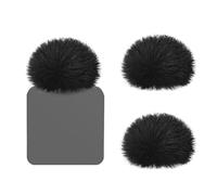 Geekria Parabrisas Furry para Creators compatible con Rode Wireless GO Gen 3 III, GO 2, PRO, ME Mic DeadCat - Cubierta de viento, cubierta de pelusa, reducción de ruido del viento (negro, paquete de 3