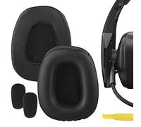 Geekria QuickFit Almohadillas de repuesto de piel de proteína + espuma para el parabrisas de micrófono compatible con BlueParrott B550-XT, B550XT(negro)