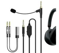 Geekria QuickFit Boom - Cable de Auriculares para Videojuegos y reuniones, Compatible con Sony WH-1000XM4 WH-1000XM3 XB900N, Cable de Repuesto con micrófono de Pluma y Control de Volumen(5,6 pies)