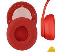 Geekria QuickFit Protein Leather para Solo3, Solo 3.0, Solo 2 Auriculares internos inalámbricos, Almohadillas de Repuesto/Almohadillas para los oídos/Orejeras para Auriculares (Rojo)