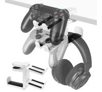 Geekria Soporte 3 en 1 para PC Gaming de Casco y Controller, Soporte para Auriculares bajo el Escritorio con rotación 360°, Compatible con Bose, Sony, AKG, JBL, Sennheiser, B&O (Blanco)