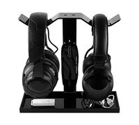 Geekria Soporte de Auriculares Acrílico de Doble Cabezal para Auriculares Circumaurales, Soporte para Audífonos de Juego, Exhibición de Escritorio Compatible con AKG K845, Sony WH-1000XM6
