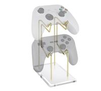 GEEKRIA Soporte de controlador dual compatible con PS5/PS4/Xbox Series X/S/One/Switch Pro/8BitDo Pro 2, base acrílica, soporte de metal de aluminio organizador universal para accesorios de videojuegos
