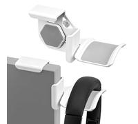 GEEKRIA Soporte para Audífonos con Abrazadera para Monitor, Colgador de Headset para Gaming Montaje en Pantalla, Compatible con Sennheiser, Bose, Beats, Razer, HyperX, Sony (Blanco/Pack de 2)