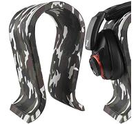 Geekria Soporte para Audífonos Gaming Camo, Soporte Omega de Madera Premium con Reposo de Cuero Vegano, Rack de Escritorio para Audífonos Over-Ear Compatible con HyperX, Razer, JBL, Turtle Beach