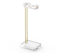 GEEKRIA Soporte para Auriculares de Escritorio, Soporte de Auriculares de Acrílico Transparente con Acento Metálico Dorado, Soporte Universal para Visualización Desktop para Auriculares Over-Ear