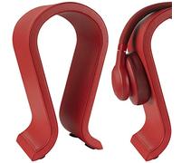 GEEKRIA Soporte para Auriculares Omega de Madera de Cuero Vegano para Auriculares supraaurales, Soporte para Auriculares para Juegos, Colgador de Escritorio Compatible con Sony, Bose, JBL (Rojo)