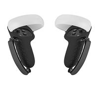 GEEKRIA Touch Controller Grip Cover compatible con Meta/Oculus Quest 2, VR Anti-Throw Handle Grip Funda de silicona con correa de mano ajustable, tapas de controlador (negro)