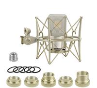 GeekriaforCreatorsSoporte de choque para micrófono compatibleconNeumann TLM 103 TLM 102 U 87 Ai Mic Adaptador de suspensión antivibración Abrazadera Clip desoporte para micrófono(champán/metal)