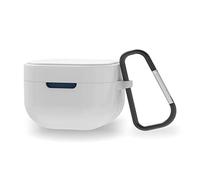 GeekriaFunda de silicona compatiblecon Audio-Technica ATH-SQ1TW True Wireless Earbuds Estuche para auriculares Estuche protector de transporte con gancho para llavero Puerto de carga accesible(Blanco)