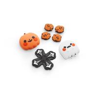GeekShare ABXY - Juego de tapas de botón D-Pad de silicona para el pulgar, tapas adhesivas para botones de llave compatibles con Switch 2, calabazas y fantasmas
