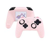 GeekShare Cat Paw Controller Skin Grips Set Compatible con Switch Pro Controller-Antideslizante Silicona Funda Protectora Funda Joystick Caps para Switch Pro Wireless Controller - Rosa