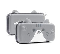 GeekShare Funda de Transporte con Orejas de Gato Compatible con Nintendo Switch/Switch OLED, Funda de Transporte portátil rígida Delgada para Consola Switch y Accesorios de Juegos, Gray, L