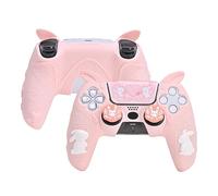 GeekShare Funda Protectora de Silicona Suave para Mando inalámbrico PS5 con 2 empuñaduras para Pulgar y 1 Pegatina - Conejo gótico