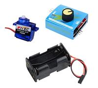 Geekstory Kit de probador de micro servo, 3 canales, controlador de velocidad ESC, motor servo de 9 g, 360°+AA batería Holder Case para helicóptero Car Boat Robot Servo