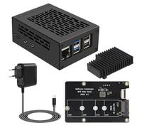 Geekworm X1002 PCIe to NVMe Shield with Cooler & Case & Power Adapter for Raspberry Pi 5