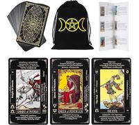 GEELBS Baraja de tarot de 78 cartas con guía y bolsa de lino, juego completo para adivinación, adecuado para todos los niveles