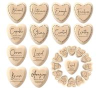 Geelin 36 fichas de corazón de madera religiosas con versículos de la Biblia, regalo cristiano inspirador, abrazo de bolsillo para mujeres y hombres, regalos de las Escrituras de la iglesia, regalos