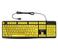 Geemarc Bedraad Nederlands Toetsenbord Pone Grote Zwarte Letters OP Brede Gele Toetsen - Hoog Contrast voor Slechtzienden - Compatible con Windows - QWERTY-NL