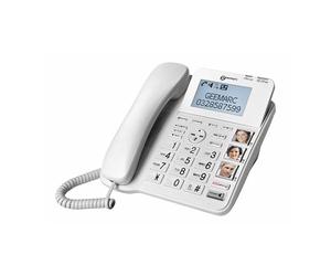 Geemarc CL595 - Teléfono con Cable Amplificado y Auricular Adicional con Contestador, Botones Grandes y Función SOS para Personas Mayores - Pérdida Auditiva Moderada o Severa