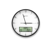 Geemarc Reloj Analógico de Pared Grande con Calendario - El Viso 60 Ajusta Automáticamente a la Hora Correcta - Contraste de Colores Intenso para Personas con Discapacidad Visual - Blanco