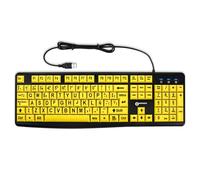Geemarc Teclado Alfanumérico Español con Caracteres Negros Grandes en Teclas Amarillas Anchas - Alto Contraste para Personas con Discapacidad Visual - QWERTY y Tilde - Compatible con Windows