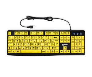 Geemarc Teclado Alfanumérico Español con Caracteres Negros Grandes en Teclas Amarillas Anchas - Alto Contraste para Personas con Discapacidad Visual - QWERTY y Tilde - Compatible con Windows