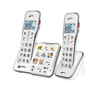 Geemarc Amplidect 595 Photo Duo - Teléfonos Fijos Amplificados con Función SOS, Timbre Potente y Botones Grandes con Foto Personalizable para Personas Mayores - Pérdida Auditiva Moderada o Severa