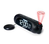 Geemarc Wake 'N' Shake Spot - Reloj Despertador de Proyección con Alarma Potente de 95dB, Cojín Vibrador y Snooze para Dormilones Pesados y Personas Sordas - Puerto de Carga USB - Versión ES