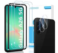 GEEMEE 2+2 Piezas de Pantalla Protector de Lente de cámara para Samsung Galaxy A26 5G, 9H Cristal Templado Película Vidrio Templado, Una Instalación Rápida Alta Definicion Glass Screen Protector