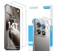 GEEMEE 2+2 Piezas para Xiaomi Mi 14T Pro: Protector de Pantalla y Lente de Cámara, Vidrio Templado 9H, Anti-Arañazos, Sin Burbujas