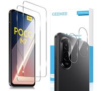 GEEMEE 2+2 Piezas para Xiaomi Poco M7 4G Protector de Pantalla + Protector de Lente de cámara, 9H Cristal Templado Película Vidrio Templado, HD Instalación Rápida Glass Screen Protector