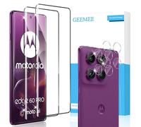 GEEMEE 2+2 Piezas Protector de Pantalla para Motorola Moto Edge 60/60 Pro/60 Fusion y Protector de Lente de Cámara, 9H Dureza HD Cristal Templado Anti-Arañazos Vidrio Templado Protectora