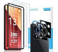 GEEMEE 2+2 Piezas Protector de Pantalla para Xiaomi Redmi Note 13 Pro/Redmi Note 13 Pro 4G/Poco M6 Pro y Protector de Lente de Cámara, 9H Dureza HD Cristal Templado Anti-Arañazos Sin Burbujas Flim