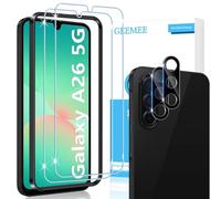 GEEMEE 2 Piezas Protector de Pantalla para Samsung Galaxy A26 5G y 2 Piezas Protector de Lente de Cámara, 9H Dureza HD Cristal Templado Anti-Arañazos Sin Burbujas Vidrio Templado Protectora