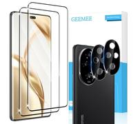 GEEMEE 3D Protector de Pantalla para Honor 200 Pro, 2+2 Piezas Cristal Templado y Protector de Lente de Cámara - Negro, 9H Dureza HD Anti-Arañazos Sin Burbujas Vidrio Templado