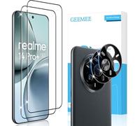 GEEMEE 3D Protector de Pantalla para Realme 14 Pro Plus/14 Pro+, 2+2 Piezas Cristal Templado y Protector de Lente de Cámara - Negro, 9H Dureza HD Anti-Arañazos Sin Burbujas Vidrio Templado
