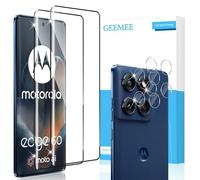 GEEMEE para Motorola Moto Edge 60/60 Pro/ 60 Fusion de Pantalla y Protector de Lente de Cámara, 9H Dureza HD Cristal Templado Anti-Arañazos Vidrio Templado Protectora，2+2 Piezas