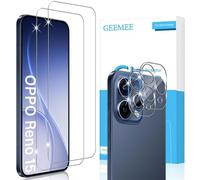 GEEMEE para OPPO Reno 15 Protector de Pantalla de Lente de cámara, 2+2 Piezas Cristal Templado Película Vidrio Templado, Instalación Rápida 9H Alta Definicion Glass Screen Protector
