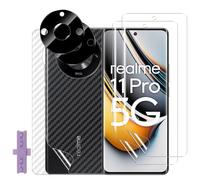 GEEMEE para Realme 11 Pro/11 Pro+/11 Pro Plus Protector de Pantalla+Protector de Pantalla Trasera+Protector de Lente de cámara de Vidrio Templado, Flexible TPU HD Antihuella Alta Antiarañazos Film