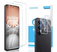 GEEMEE para Realme C75 4G/5G/Realme 14x 5G de Pantalla Protector de Lente de cámara, 2+2 Piezas Cristal Templado Película Vidrio Templado, Instalación Rápida 9H Alta Definicion Glass Screen Protector